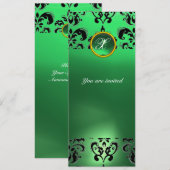 Invitation ÉMERALDE DAMASSÉ PIERRE PRÉCIEUSE MONOGRAMME vert (Devant / Derrière)