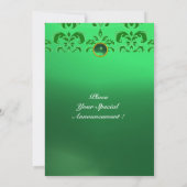 Invitation ÉMERALDE DAMASSÉ PIERRE PRÉCIEUSE MONOGRAMME vert (Dos)