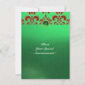 Invitation ÉMERALDE DAMASSÉ PIERRE PRÉCIEUSE MONOGRAMME vert (Dos)