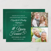 Invitation Émeraude Anniversaire Coeurs ans à jamais Invi (Devant / Derrière)