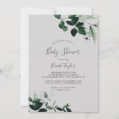 Invitation Émeraude | Baby shower gris (Devant)