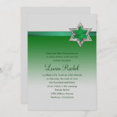 Invitation Émeraude bat mitzvah vert Ombre ruban et étoile (Devant / Derrière)