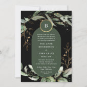 Invitation Émeraude botanique d'Eucalyptus d'or noir (Devant)