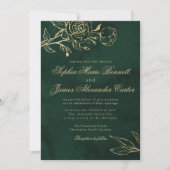 Invitation Émeraude botanique et or mariage élégant (Devant)