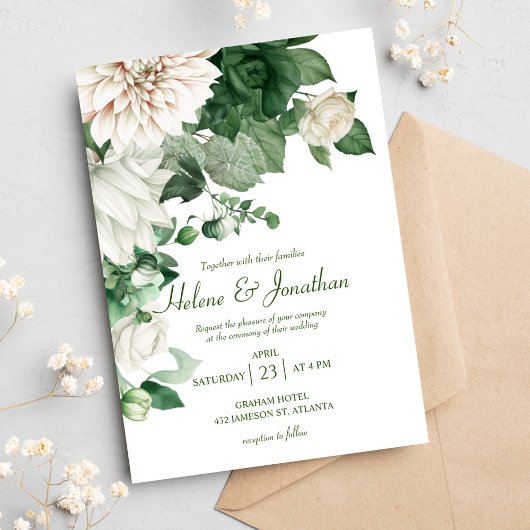Invitation Émeraude Botanique Vert Moderne Mariage élégant
