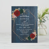 Invitation Émeraude Bourgogne automnale Mariage en bois vert (Debout devant)