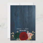 Invitation Émeraude Bourgogne automnale Mariage en bois vert (Dos)