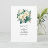 Invitation Emeraude, crème et Mariage Floral Or (Debout devant)