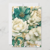 Invitation Emeraude, crème et Mariage Floral Or (Dos)