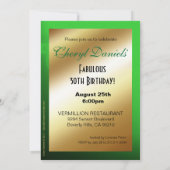 Invitation Émeraude d'anniversaire de ballons de stylet de (Dos)