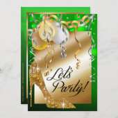 Invitation Émeraude d'anniversaire de ballons de stylet de (Devant / Derrière)