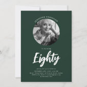 Invitation Émeraude de 80e anniversaire au script minimaliste (Devant)