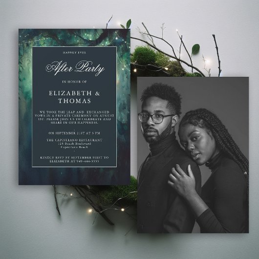 Invitation Émeraude De Forêt Enchantée Après Réception De Fêt