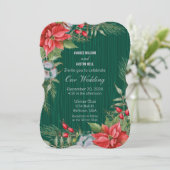 Invitation Émeraude de Noël Green Poinsettia (Debout devant)