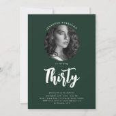 Invitation Émeraude de script minimaliste 30e anniversaire (Devant)