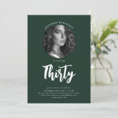 Invitation Émeraude de script minimaliste 30e anniversaire (Debout devant)