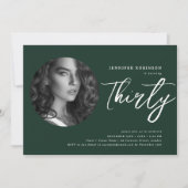Invitation Émeraude de script minimaliste 30e anniversaire (Devant)