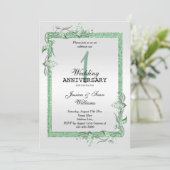 Invitation Émeraude Gem & Paillettes & Platine 1er Mariage (Debout devant)