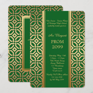 Invitation Émeraude géométrique en or noir du Prom Senior Jun