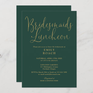 Invitation Émeraude Green Et Gold Script Bridesmaigre Déjeune