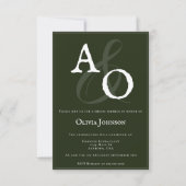 Invitation Émeraude Green Minimaliste Monogramme Bride (Devant)