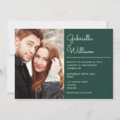Invitation Émeraude Moderne Script 2 Photo Mariage (Devant)
