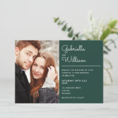 Invitation Émeraude Moderne Script 2 Photo Mariage (Debout devant)
