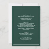 Invitation Émeraude moderne vert Forme Mariage minimal (Dos)