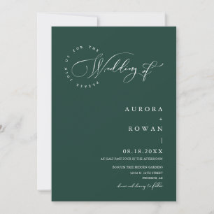 Invitation Émeraude moderne vert minimaliste Mariage QR Code