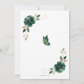 Invitation Emeraude Or Fleur Papillon Princesse Douce 16 (Dos)