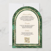 Invitation Émeraude Or Marocain Code QR Mariage Arch Sikh (Dos)