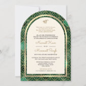 Invitation Émeraude Or Marocain Code QR Mariage Arch Sikh (Devant)