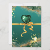 Invitation émeraude or vert bijou mariage (Dos)
