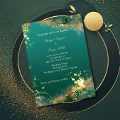 Invitation émeraude or vert bijou mariage
