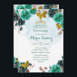 Invitation Émeraude Papillon vert Charra Mis Quince<br><div class="desc">Emerald Green Butterfly Charra Mis Quince InvitationMis Quince Anos,  15e anniversaire, </div>