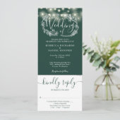 Invitation Émeraude Vert Chaîne Éclairage Tout En Un Mariage (Debout devant)
