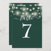 Invitation Émeraude Vert Chaîne Lumières Numéro de tableau (Devant / Derrière)