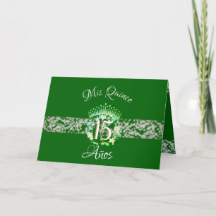 Invitation Émeraude Vert émeraude Quinceañera espagnol