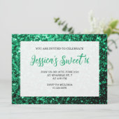Invitation Émeraude vert émeraude Sweet 16 élégant script (Debout devant)