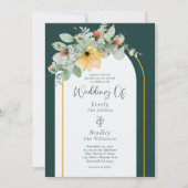 Invitation Émeraude Vert Floral Eucalyptus Non Mariage Photo (Devant)