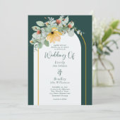 Invitation Émeraude Vert Floral Eucalyptus Non Mariage Photo (Debout devant)