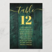 Invitation Émeraude Vert Grange Bois Tableau Numéro de siège  (Dos)