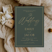 Invitation Émeraude Vert Mariage Or Script moderne