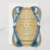 Invitation Émeraude Vert Métallurique Soie & Or Bachelorette (Devant)