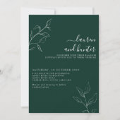 Invitation Émeraude vert moderne Mariage botanique Invi (Devant)