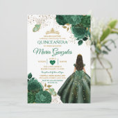 Invitation Émeraude Vert Quinceañera Mexicaine Papillon (Debout devant)