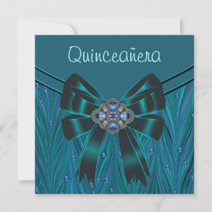Invitation Emeraude Vert Turquoise Bleu Quinceanera