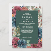 Invitation Émeraude verte Automne moderne Mariage rustique (Devant)