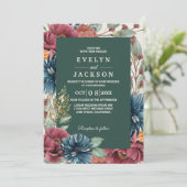 Invitation Émeraude verte Automne moderne Mariage rustique (Debout devant)