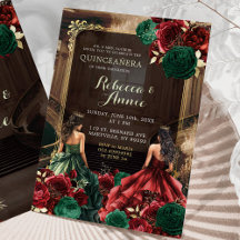 Émeraude verte et quinceañera rouge bordeaux
